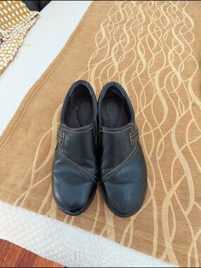 Clarks Black Slip-On Women's Comfort Loafers